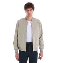 Bej Slim Fit Düz Baharlık Bomber Mont