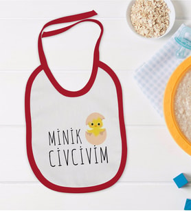 BK Kids Minik Civcivim Tasarımlı Kırmızı Bebek Mama Önlüğü-1