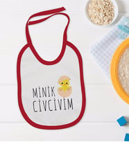 BK Kids Minik Civcivim Tasarımlı Kırmızı Bebek Mama Önlüğü-1