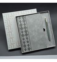 Kutulu Gri Defter Ve Metal Kalem Seti