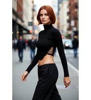 Kadın Fitted Dik Yaka Süper Crop Asimetrik İnce Triko Kazak Bluz Kışlık Şık Kombinler İçin İdeal
