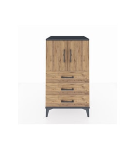 Hyperion Komodin 2 Raflı 3 Çekmeceli 2 Kapaklı 60x44x106 Antrasit-Çam