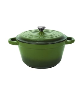 Lava Döküm Yuvarlak Tencere Döküm Demir Kapak New Heritage Serisi Çap(Ø)24cm. (Yeşil)