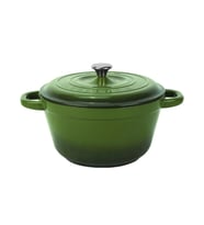 Lava Döküm Yuvarlak Tencere Döküm Demir Kapak New Heritage Serisi Çap(Ø)24cm. (Yeşil)