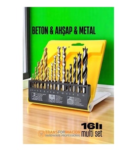 Modacar Matkap Ucu Seti- Beton Metal Ahşap Matkap Ucu Drill Bits Set 16 lı SET