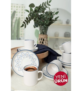 Keramika Floral Waves Nordic Kahve Takımı 12 Parça 6 Kişilik 22669-71