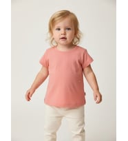 Kız Bebek İnci Detaylı Kısa Kollu T-shirt (Pembe)