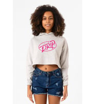 Babymonster Drip Beyaz Kırçıllı Kadın Crop Kapşonlu
