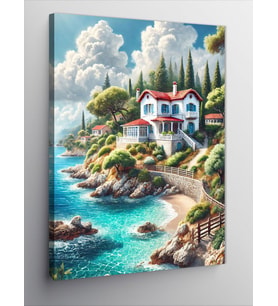 Kanvas Tablo Deniz Kıyısındaki Villa