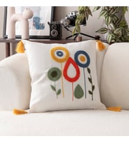 Comfort Punch Desenli Kırlent Kılıfı Kare Dekoratif Bohem Nakışlı Koltuk Yastık Kılıfı panç (Çok Renkli)