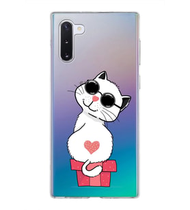 Samsung Galaxy Note 10 Kapak Cool Cat Tasarımlı Şeffaf Silikon Kılıf