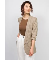 Dilvin Sütlü Kahve Kol Büzgülü Blazer Ceket 6738 