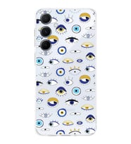 PrintiFy Samsung Galaxy A54 ile Uyumlu Nazar Boncuğu 2 Baskılı Kamera Korumalı Şeffaf Silikon Kılıf