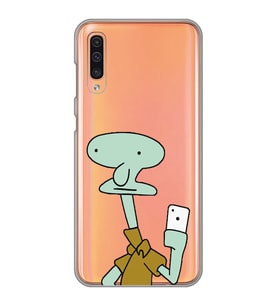 Samsung Galaxy A50 - A30S Uyumlu Squidward Selfie Tasarımlı Şeffaf Telefon Kılıfı