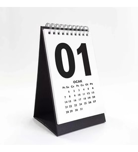 Rakam Serisi 2027 Masa Takvimi - Dikey Siyah Beyaz