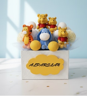 Kendin Tasarla-Kişiye Özel Winnie The Pooh Ailesi Dekoratif Oda Süsü Kız-Erkek Bebek  Kokulu Taş Yeni Doğan Hediyelik