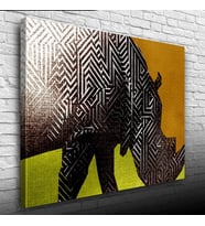 Dijital Efektli Hipopotam Dekoratif Kanvas Tablo 50 x 70
