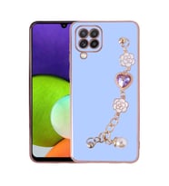 Galaxy M32 Kılıf El Tutamaçlı Kamera Korumalı Taka Silikon Kılıf (Mor)
