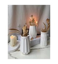 Geometrik Desenli Vazo Set 6’lı 12 CM (Beyaz)