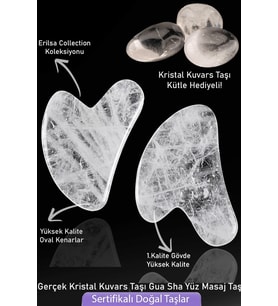 Sertifikalı Kristal Kuvars Taşı Gua Sha - Yüz Masaj Taşı Doğal Şeffaf Renk (Çok Renkli)