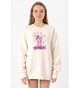 Colorful Feminism Hand Ekru Kadın 2ip Sweatshirt