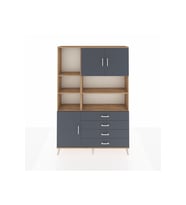 Arges Gardrop 8 Raflı 4 Çekmeceli 3 Kapaklı 132x30x195 Çam-Antrasit