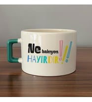 Ne Bakıyon Hayırdır Baskılı Yeşil Kulplu C Fincan