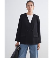 LCWAIKIKI Classic Siyah V Yaka Krep Kadın Blazer Ceket