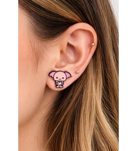 Dobby Figürlü Pembe Küpe Unisex Renkli Karakter Tasarım