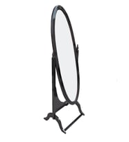 Ayna Boy 18069 Ahşap OVAL Kayın-MDF Parlak Siyah Nature Dekoratif Ayna El Yapım (Ceviz Rengi)