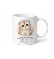 İsme Özel Scottish Fold Desenli Kupa Bardak Kedi Severler İçin Hediye