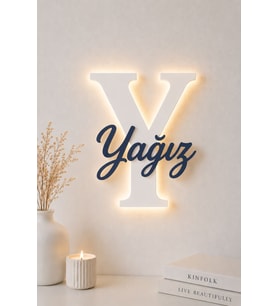 LED Işıklı Kişiye Özel Harf Dekoru Bebek & Çocuk Odası Duvar ve Kapı Süsü