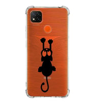 Xiaomi Redmi 9C Köşe Korumalı Antişok Kapak Çizgi Kedi Tasarımlı Şeffaf Silikon Kılıf