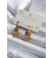 Çelik Gold Renk Sallantı Yaprak Model Kadın Küpe