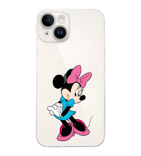 Apple iPhone 14 Plus Uyumlu Kamera Korumalı Tıpalı KapakMinnie Mouse Tasarımlı ŞeffafKılıf