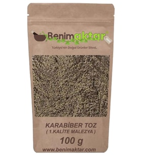 BenimAktar Karabiber Toz Kara Biber 1.Kalite Malezya Malabar Cinsi 100 Gr