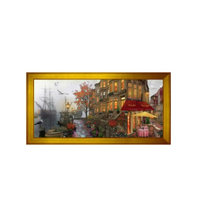 Manzara Temalı Kanvas Tablo 80 x 110 cm Gold Çerçeve