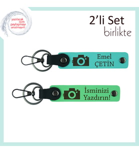 Kamera Temalı Kişisel Hediye, Fotoğraf Tutkunlarına Uygun Anahtarlık Takımı, Turkuaz-Fıstık Yeşil