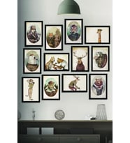 12 Parça Çerçeve Görünümlü Aile Albümü Hayvanlar Temalı Mdf Tablo Seti (80x80 Cm)
