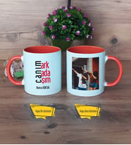 Arkadaşa Hediye Kupa Bardak Turuncu Fotoğraflı Arkadaşa Doğum Günü Hediyesi