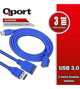 QPORT 3metre Q-UZ3030 USB 3.0 Uzatma Kablosu