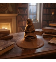 Riva Self Harry Potter Seçmen Şapka (Sorting Hat) Dekoratif Masaüstü Biblo - 3D Tasarım (Kahverengi)