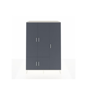 Kronos Dolap 7 Raflı 5 Kapaklı Tek Askılı 132x59x195 Aytaşı-Antrasit/Çam