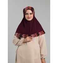 Bordo Pratik Hazır Geçmeli Tesettür Eşarp Sandy Renkli Desenli Fileli 2401_16