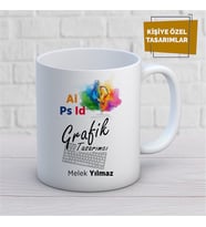 Kişiye Özel İsim Yazılabilir Grafik Tasarımcı Kupa Bardak