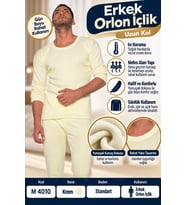 Erkek Orlon İçlik Uzun Kol Krem - Standart Beden Termal İçlik - M 4010