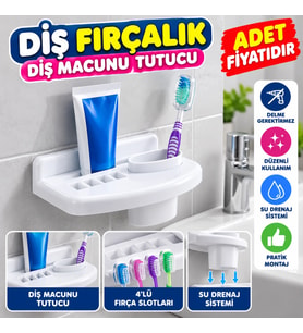 Mey İthalat® Banyo Diş Macunu Diş Fırçası Tutacağı Bardağı Fırçalık Stand