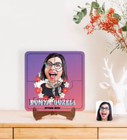 BK Gift Kişiye Özel Dünya Güzeli Karikatürlü Ahşap Standlı Puzzle Çerçeve-1