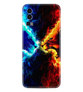 General Mobile Gm 23 Kılıf Silikon Desen Özel Seri Red Blue Leon 1714