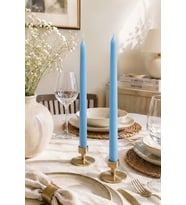 Düz Şamdan 2'li Mum - Mumelia Candles Doğal Soya Kutulu Dekoratif Mum - Mavi